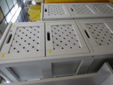 Two sets of white painted storage drawers