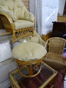 Parcel of wicker and bamboo conservatory furniture