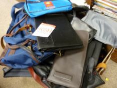 Box of quality handbags, travel bags and portfolio cases