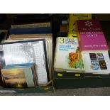 Box of books and a quantity of box set and other LP records, mainly classical