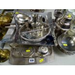 Assorted electroplate items on a tray etc