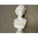 Parian style bust of 'May Queen' and a HMV vinyl record of 'The Black & White Minstrel Show'