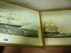 Maritime prints 'The Clipper Ship, High Flyer' and 'The Madagascar East India Man'