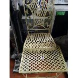 Cream metal garden seat and table