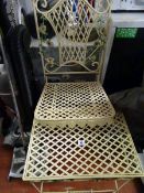 Cream metal garden seat and table