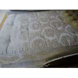 Single divan bed base with Windsor mattress and button upholstered headboard