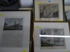 Three framed engravings - Caernarfon Castle