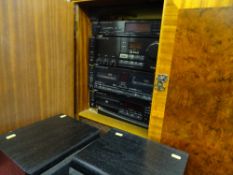 Entertainment cabinet complete with Technics separates system and speakers E/T