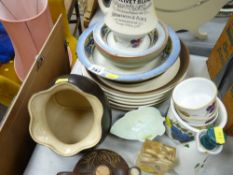 Parcel of mixed porcelain including Denby, Worcester, Portmeirion and an interesting jug '