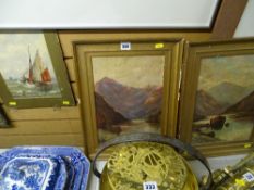 M DAVIES pair of mountainous oils on board and an unframed watercolour - seascape