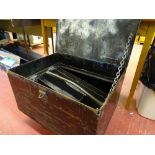 Vintage metal toolbox on wheels