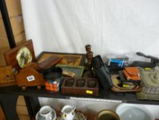 Mixed collectables including treen ware, mantel clocks etc