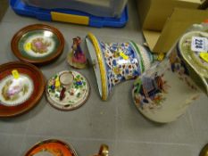 Parcel of mixed china including framed Limoges plates, Royal Doulton figurine etc