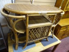 Wicker and bamboo compact two chairs and table combination