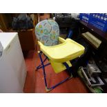 Yellow and blue child's highchair