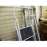 Abru 'A' frame stepladder and a white four tread stepladder