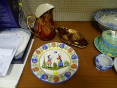 Quimper of France display plate and two items of Rouge Royale china