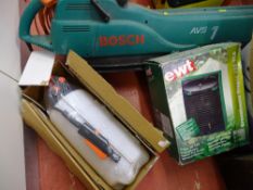 Bosch AVS1 leaf blower, an EWT greenhouse radiator and a garden sprayer E/T