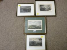 Four framed coloured engravings of North Wales including Conwy Castle and Penrhyn Castle