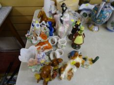Porcelain figurines, animals etc including a Sylvac dog