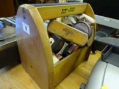 Kiwi Groomer shoe kit in a wooden carry box