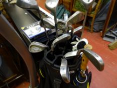 Powakaddy golf bag with Calloway, McGregor and Big Bertha clubs and Top Flight golf balls