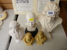 Mantelpiece busts including Beethoven, Elgar, Chopin, Wagner etc
