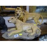 Good size Country Artist or similar model of a lion and lioness, approximately 52 cms long