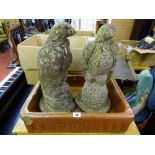 Pair of stone eagles, one A/F and a stone vintage sink
