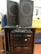 Matsui compact stereo hifi system and speakers in a cabinet E/T
