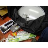 Portable satellite dish and receiver, security light 150 etc E/T