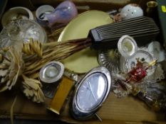 Box of ornamental clocks, trinkets etc