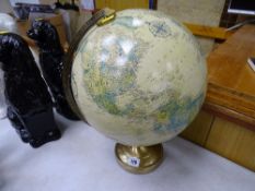 Old globe on a brass effect stand