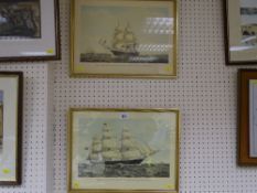 Two vintage prints - clipper boats at sea, 'The Madagascar' and 'The High Flyer'