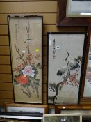 Two framed Japanese prints on silk