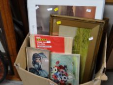 Box of framed prints & paintings