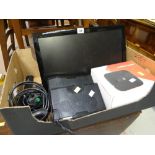 A Logik TV monitor, Toshiba DVD player x 2, speakers etc E/T