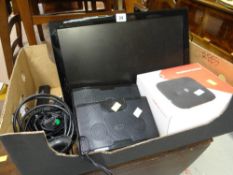A Logik TV monitor, Toshiba DVD player x 2, speakers etc E/T