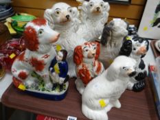 A selection of various Staffordshire dogs
