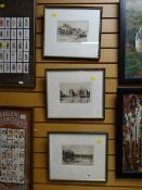 Three framed Reginald Green prints of North Wales castles with embossed stamp