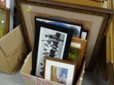 A box of various framed pictures & prints including a Tretchikoff still life entitled 'Weeping