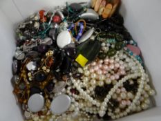 Box of various costume jewellery, beads, necklaces, bangles etc