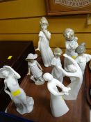 Royal Doulton figures 'Awakening' & 'Peace' together with a collection of Nao child figures