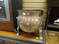 An antique copper & brass log bin
