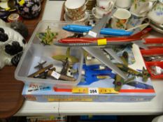 A boxed Airfix Spitfire model together with a collection of other Diecast model airplanes