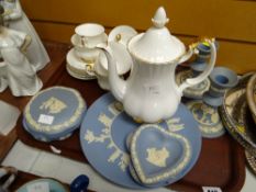 A Royal Albert 'Val D'or' coffee set together with a small parcel of Wedgwood blue & white