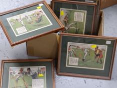 A parcel of vintage comical sporting prints by CROMBIE