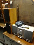A Sony mini hi-fi system together with a pair of Tannoy Revolution stereo speakers etc