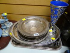 Collection of silver plated serving trays & silver plated bowl