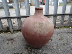 A painted glass onion-shaped narrow necked garden pot (outside)